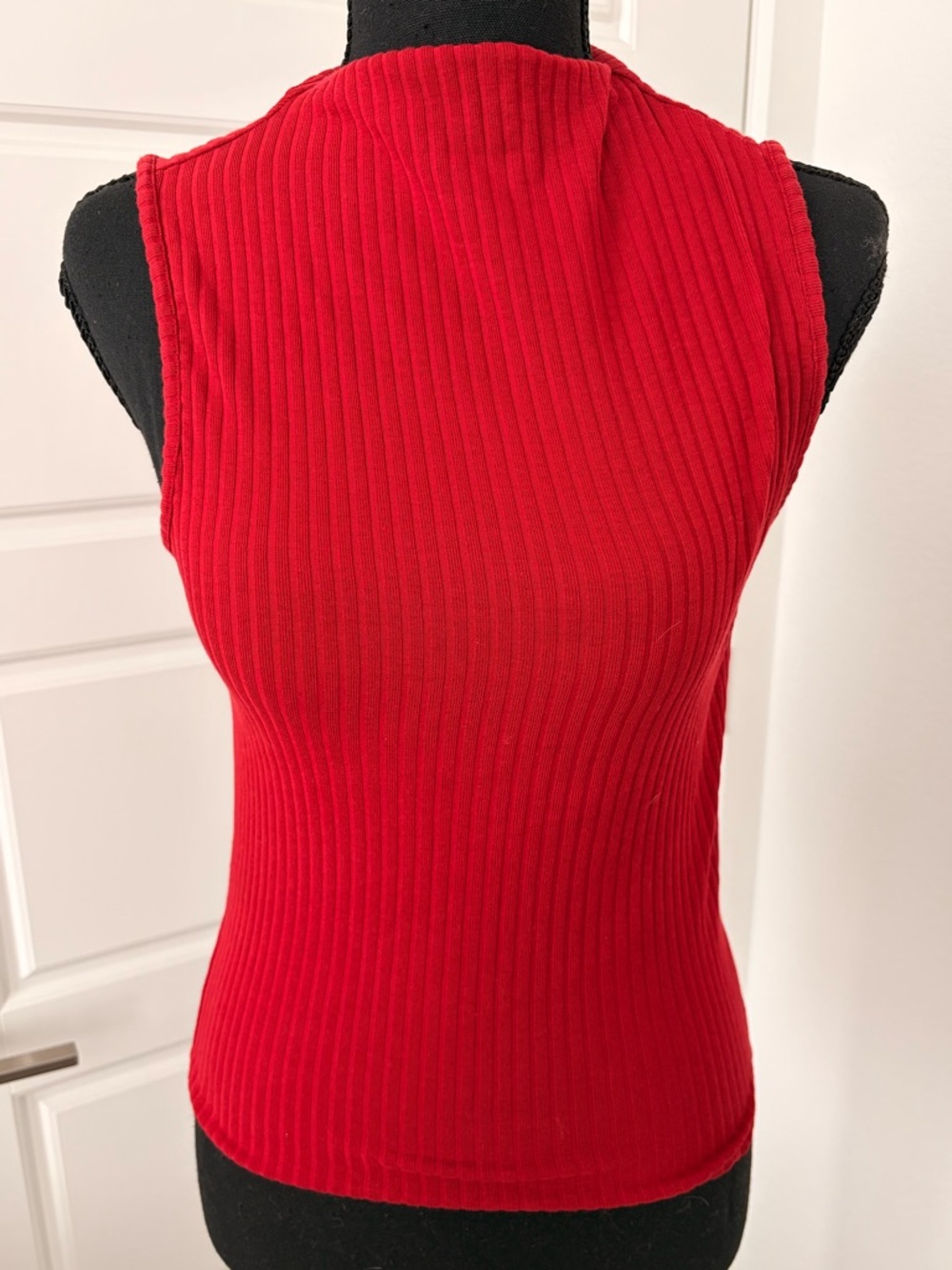 Forever 21 Red Ribbed Mock Neck Tank